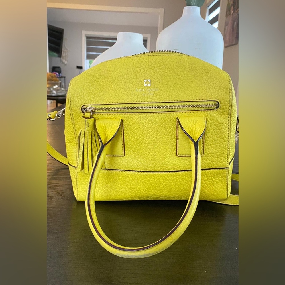 Kate Spade Yellow Womens Satchel Leather Purse Handbag